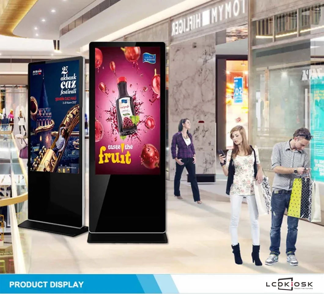 65-Inch Floor Standing Digital Signage LCD Display Interactive Touch Screen Information Kiosk