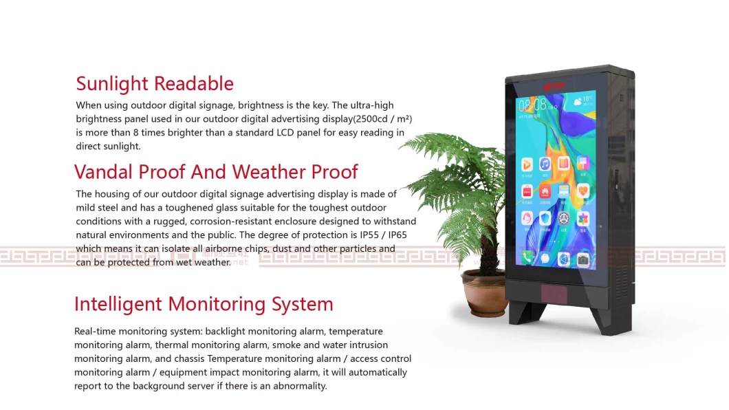 65 Inch Mupi Double Side Digital Advertising Screen Touch Screen Kiosk Outdoor LCD Totem Digital Signage