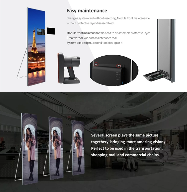 Full Color Video Panel Indoor LED Display Mirror Portable Screen Standing Poster LED Screen Indoor Advertising Display