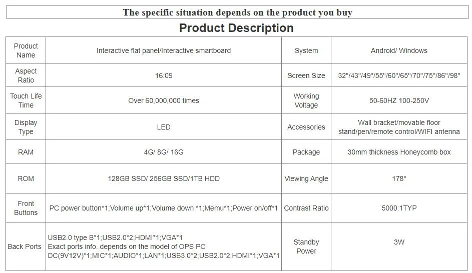 65 75 86 98 Inches Factory Price Interactive Digital Whiteboard